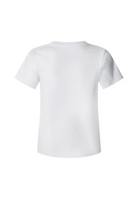 Hvit bomulls t-skjorte med korte ermer og rund hals, med en jevn tekstur og et enkelt, udekorerte design.