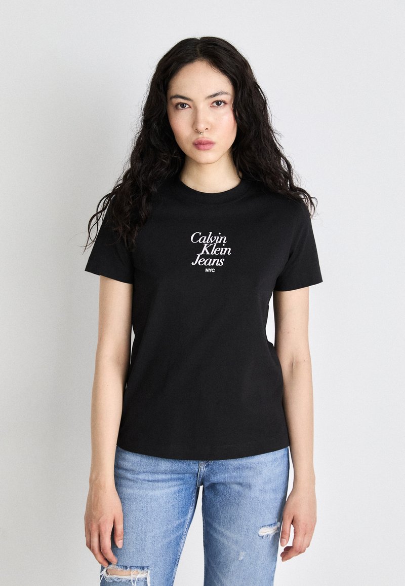 Calvin Klein Jeans FONT GRAPHIC REGULAR TEE - Μπλουζάκι με στάμπα - black