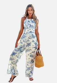 Cupshe ELEGANT TOILE HALTER - Combinaison - white blue