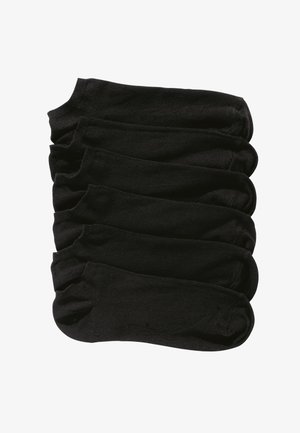 Zwarte katoenen enkelsokken netjes gestapeld, met een zachte textuur en geribbelde boorden, een eenvoudig ontwerp en zonder zichtbare patronen of logo's.