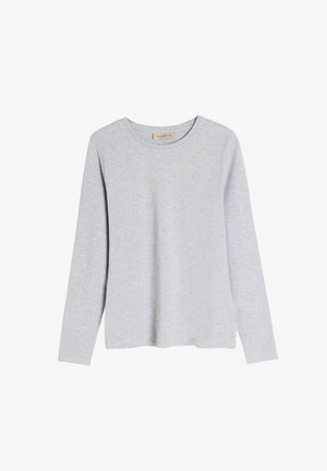 Jasnoszara koszula z długim rękawem wykonana z miękkiej bawełny. Posiada okrągły dekolt i luźny krój z minimalną ilością szwów.