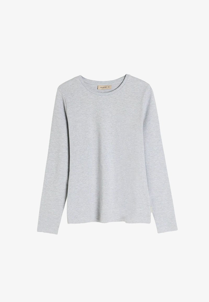 Jasnoszara koszula z długim rękawem wykonana z miękkiej bawełny. Posiada okrągły dekolt i luźny krój z minimalną ilością szwów.