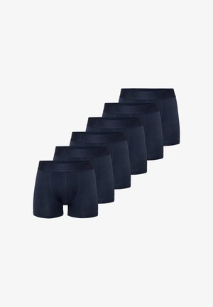 Sex par navyblå kalsonger i bomull, med en elastisk midja med präglad logotyp och en åtsittande, passformande design.