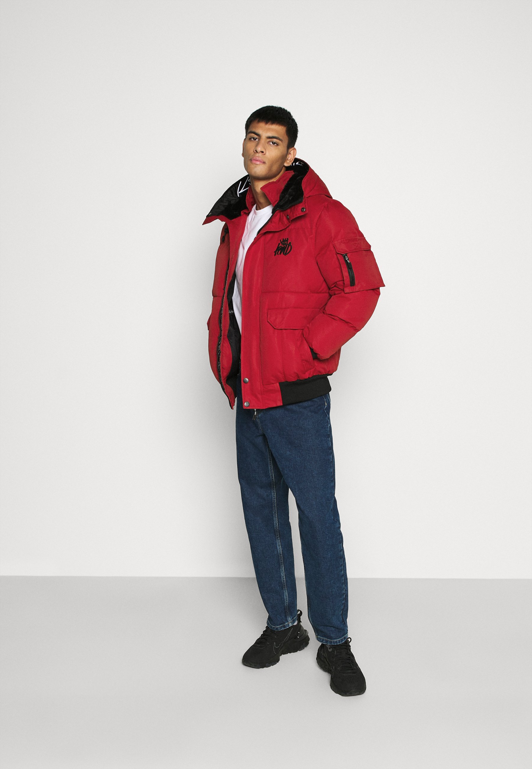 red winter jacket