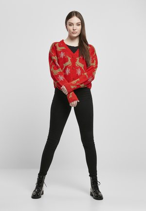 Urban Classics OVERSIZED CHRISTMAS  - Cardigan - red/gold