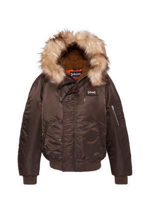 Schott BLOUSON SNORKEL N2B NOIR À CAPUCHE, COUPE OVERSIZE - Giacca invernale - marron