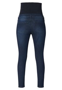 Höga tight jeans i mörkblå denim med en slät, elastisk midjeband och två bakfickor, med en åtsittande silhuett.