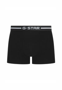 Zwarte boxershorts van katoen met een G-Star gemerkte elastische tailleband met grijze strepen. Glad materiaal, aansluitend ontwerp.