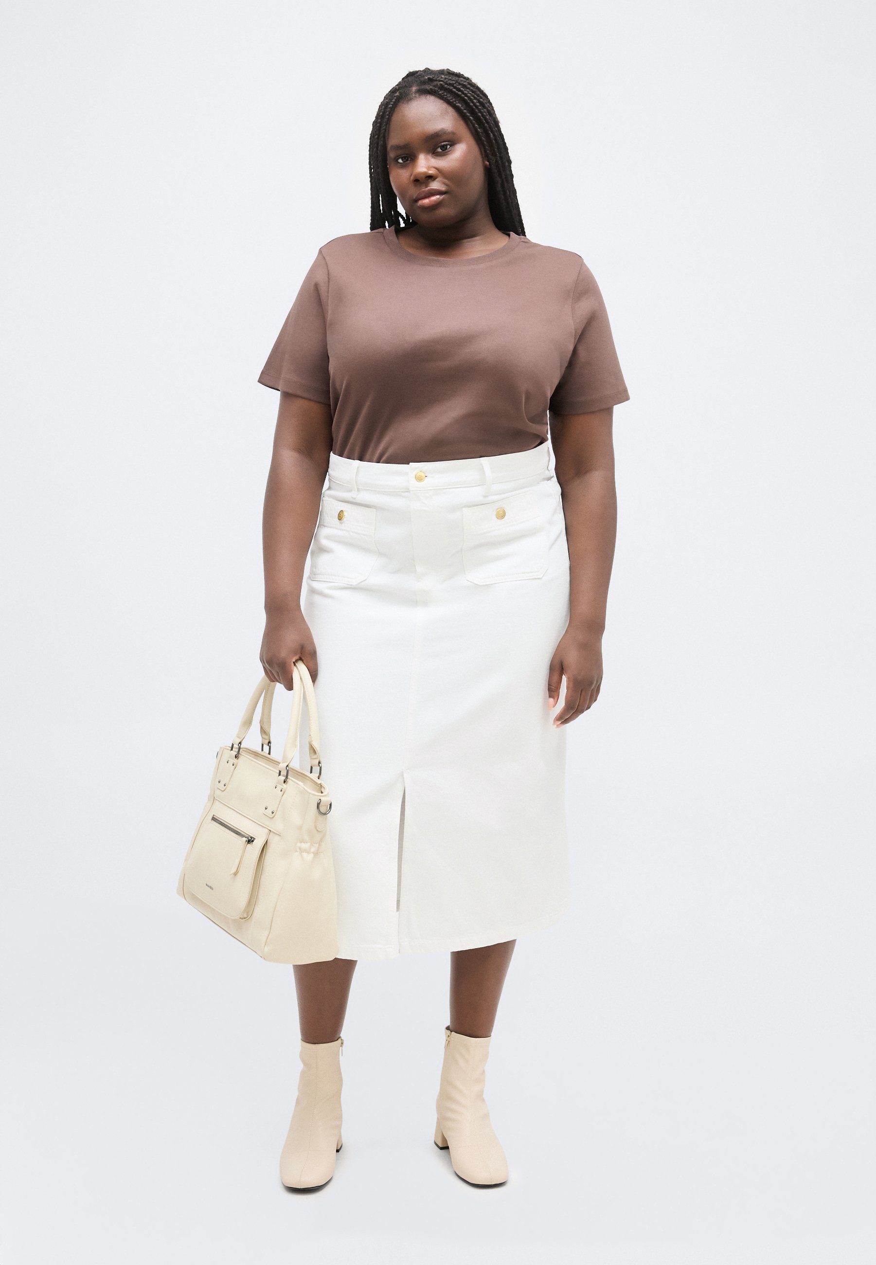 Tommy Hilfiger Curve CURVE HIGH RISE STRAIGHT DENIM MIDI SKIRT
