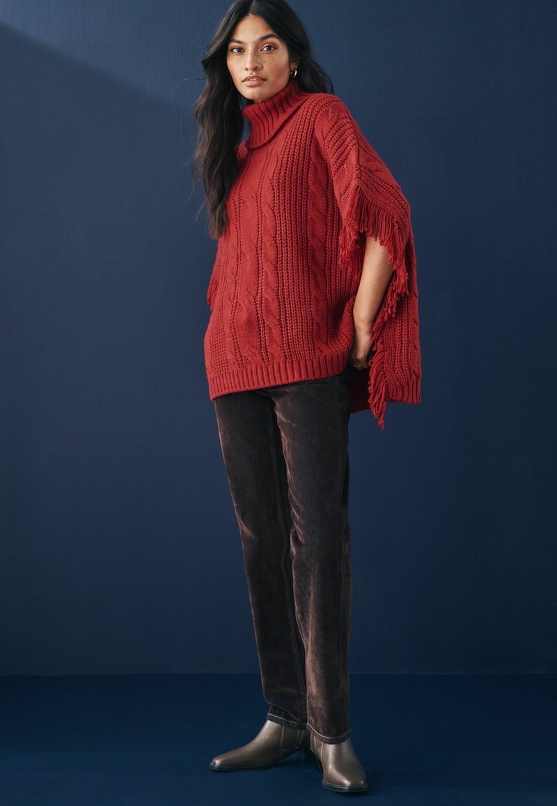 Next HIGH ROLL NECK FRINGE  - Cape - red