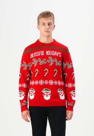 ONSXMAS ALL OVER CREW KNIT - Strickpullover - pompeian red