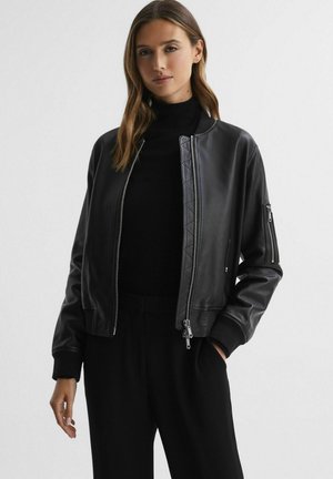 REGULAR FIT - BRADIE ZIP-THROUGH - Læderjakker - black