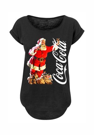 COCA COLA LEANING SANTA - Print T-shirt - schwarz