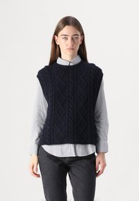 Johnstons of Elgin - ARAN CABLE OVERSIZE TANK - Jumper - dark navy Thumbnail Image 1
