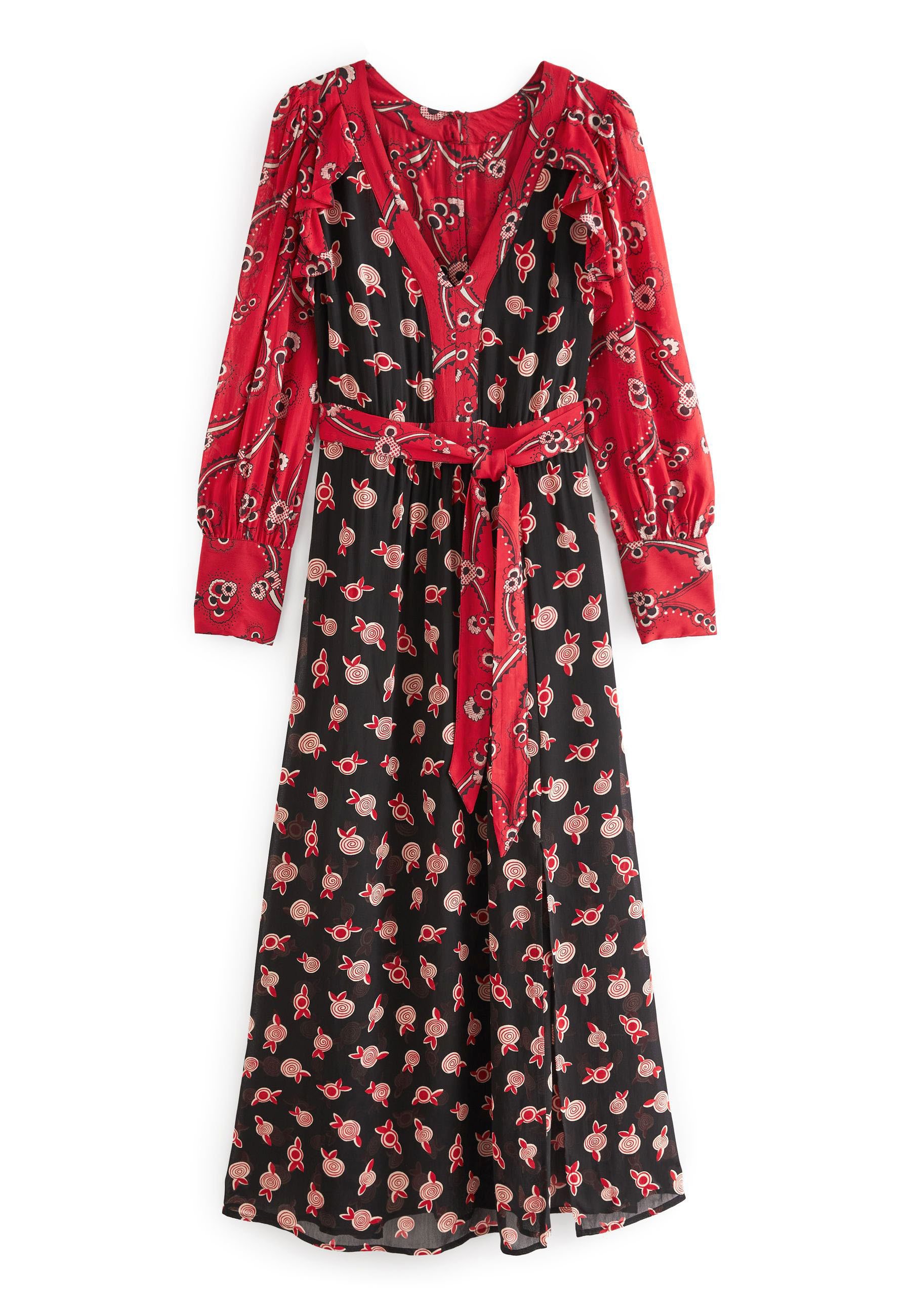 red and navy maxi dress