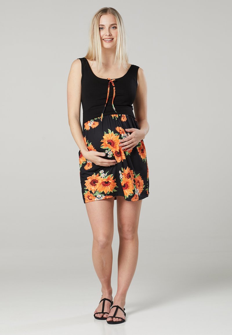 Damen Freizeitkleider | Chelsea Clark MATERNITY WITH FEEDING FUNCTION Freizeitkleid black /orange/schwarz - FA16483 Damen Freizeitkleider | Chelsea Clark MATERNITY WITH FEEDING FUNCTION Freizeitkleid black /orange/schwarz - FA16483