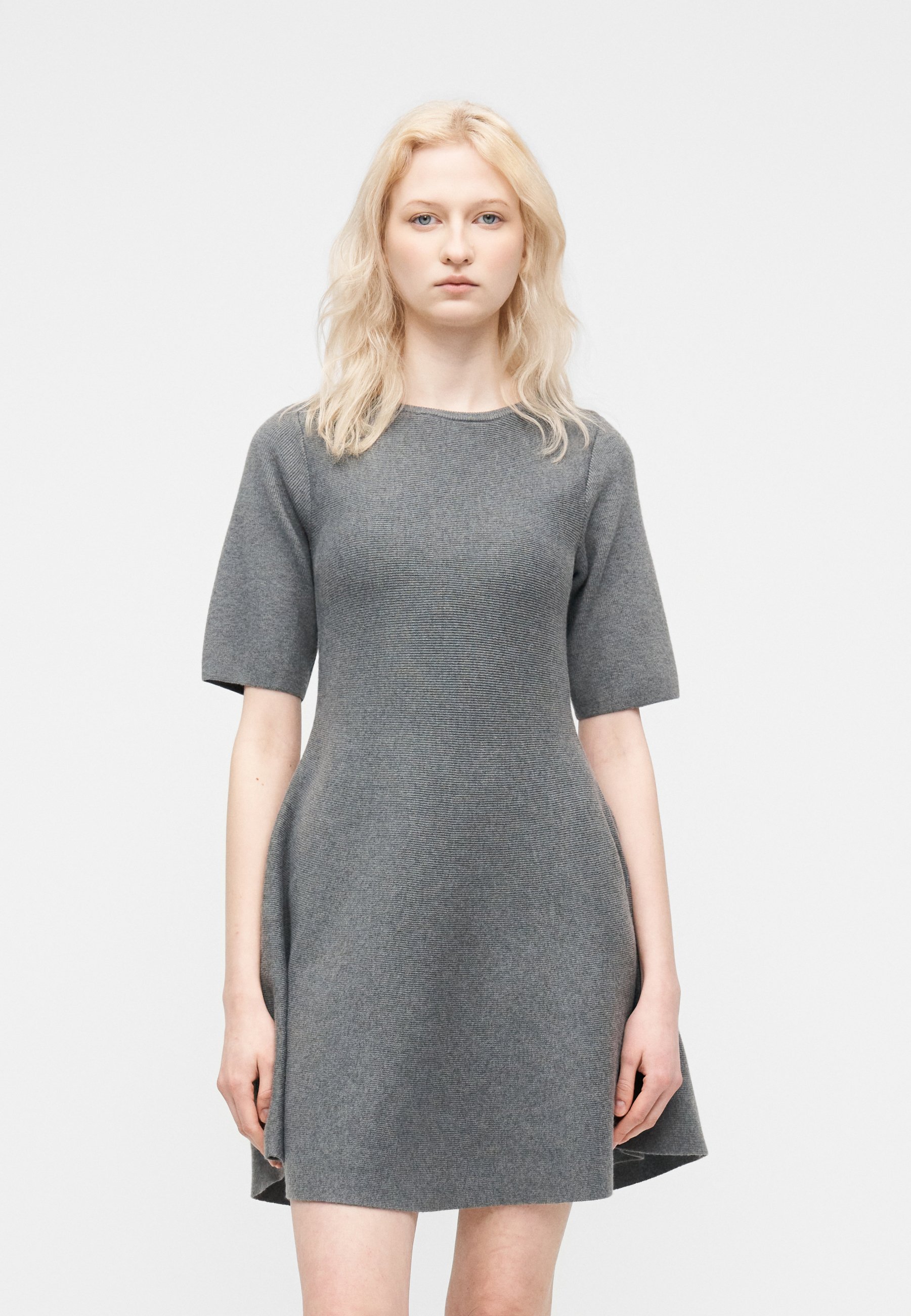 VILA VIZAHA O NECK A LINE DRESS - Jumper dress - dark grey melange