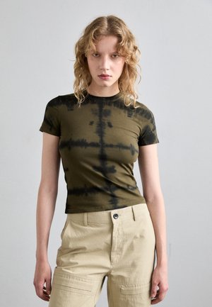 BREWER IN GRID TIE DYE - Μπλουζάκι με στάμπα - khaki