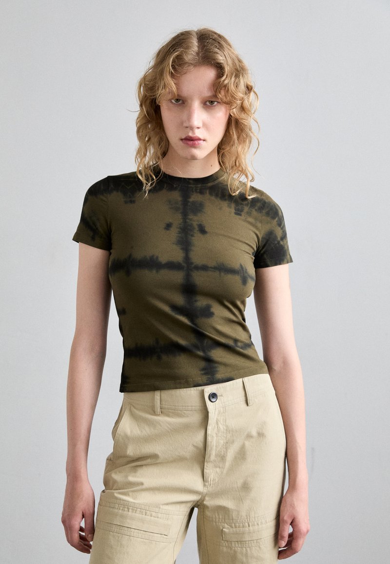 Proenza Schouler White Label BREWER IN GRID TIE DYE - T-shirts med print - khaki