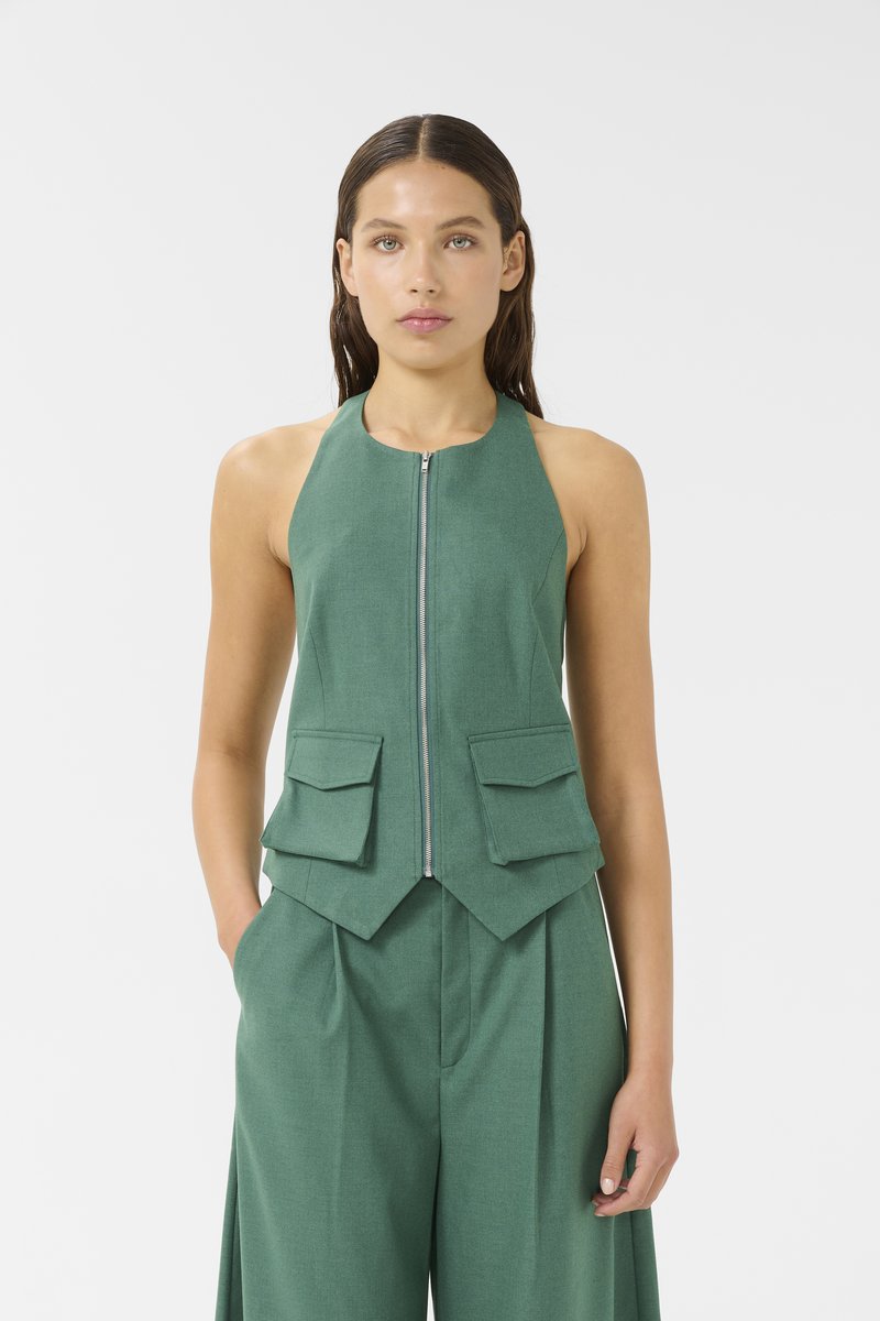 Gestuz CALLIA HALTERNECK - Bluse - posy green melange