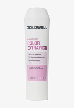 Flacon blanc de revitalisant Goldwell Dualsenses Color Extra Rich pour cheveux épais et rêches avec protection de la couleur, 200 ml.