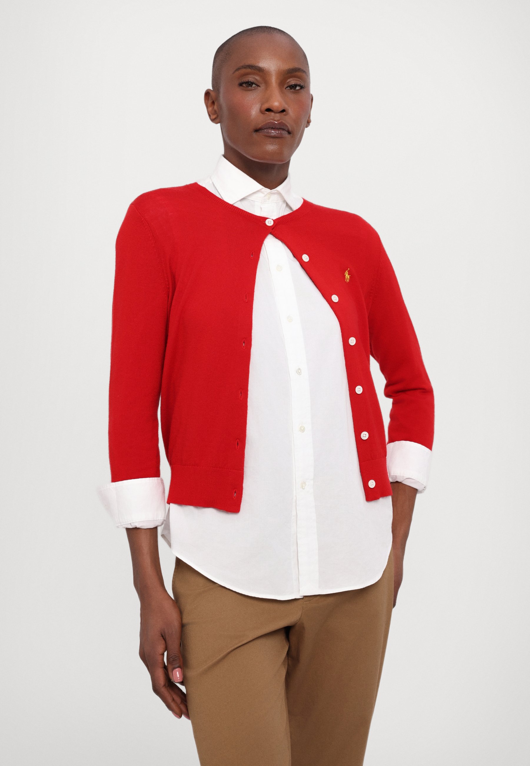 Compact Logo Knit Cardigan red