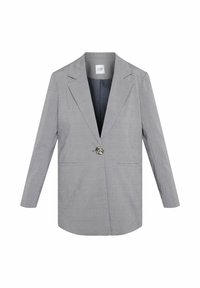 Gråternet blazer med lange ærmer, en enkelt knaplukning prydet med et dekorativt element og to forlommer. Glat stofstruktur.