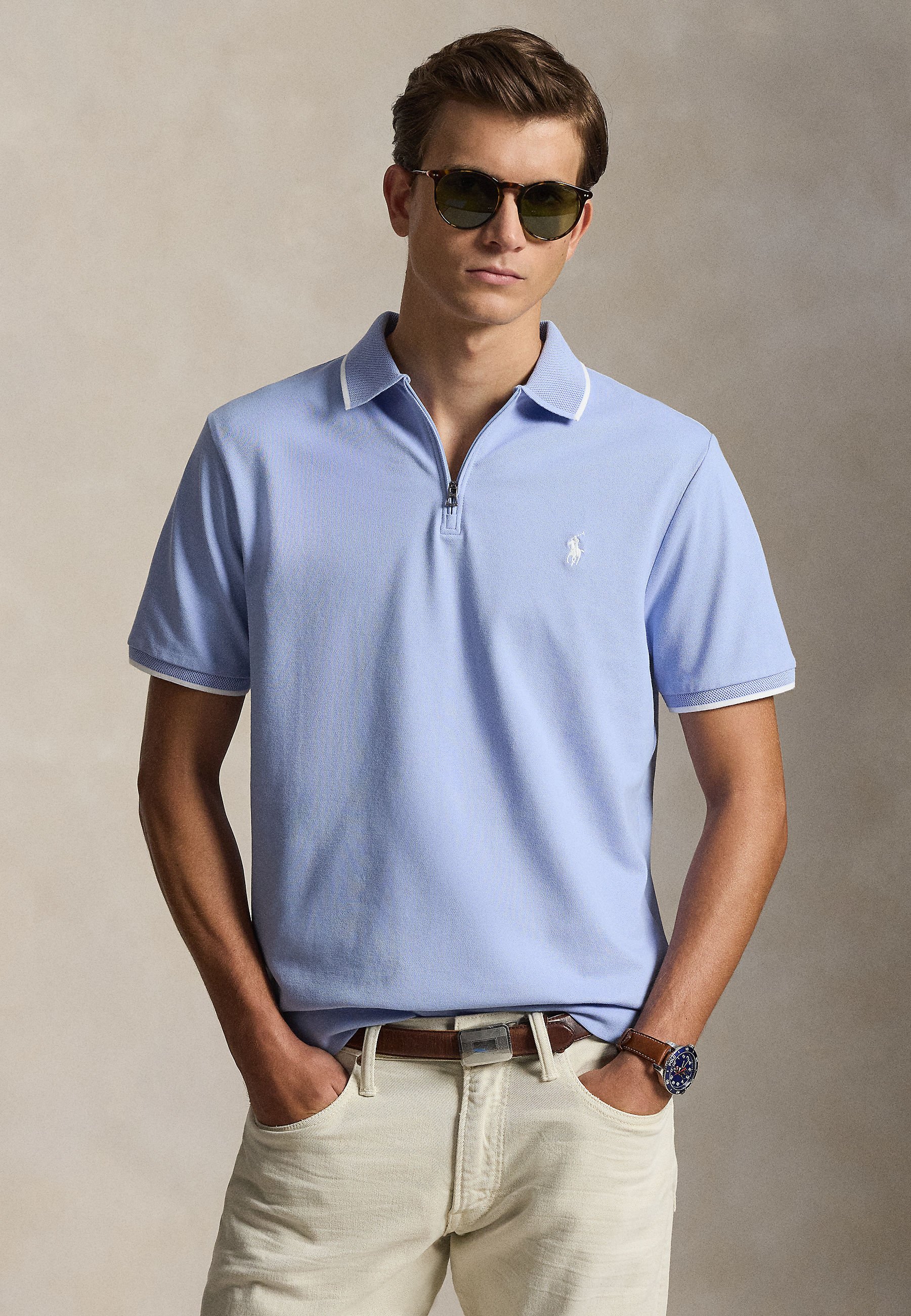 Polo Ralph Lauren CLASSIC FIT STRETCH MESH ZIP POLO SHIRT - Polo