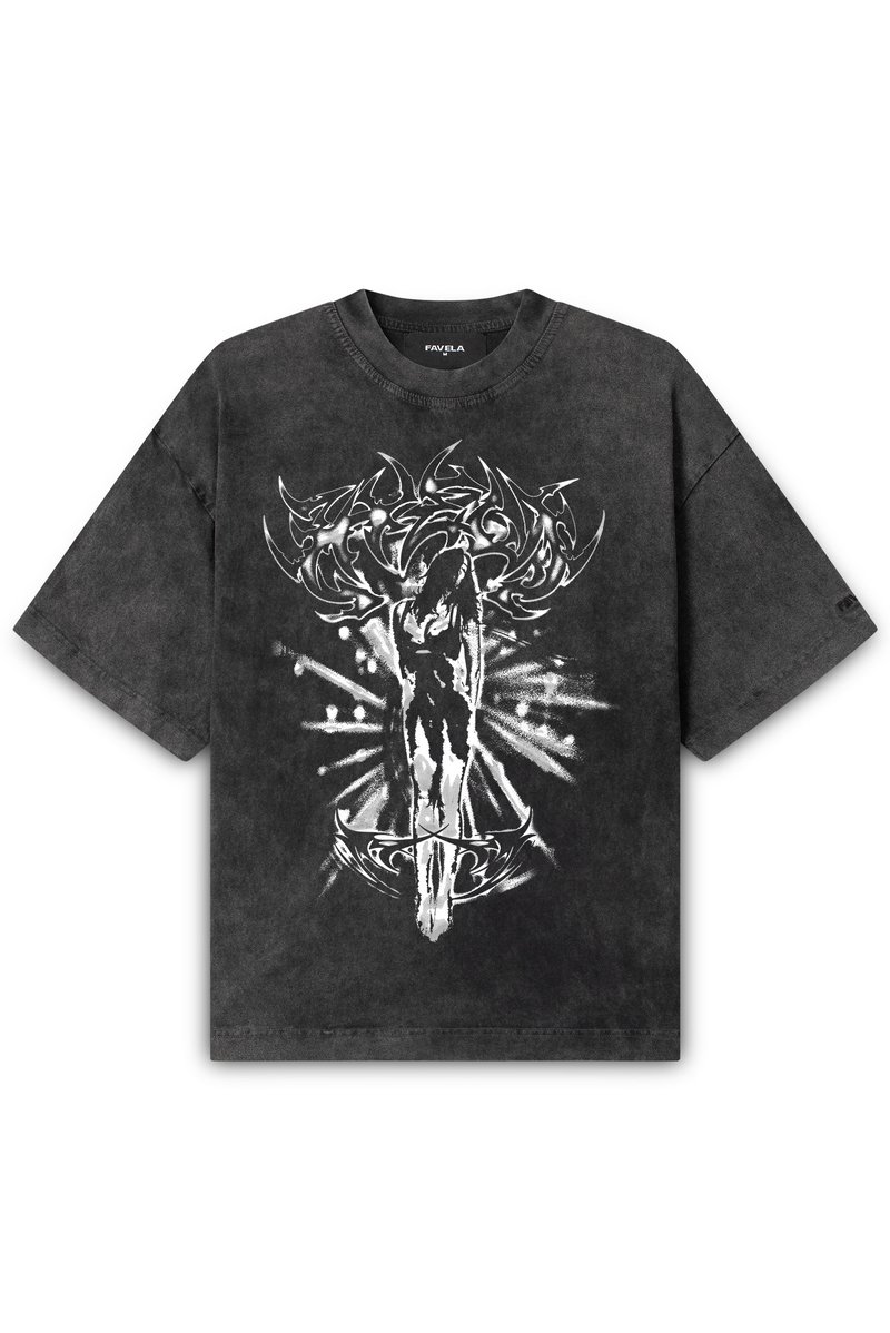 FAVELA T-shirt print zwart