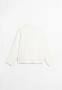 White long-sleeve shirt with a collar, shown from the back, laid flat on a white background.