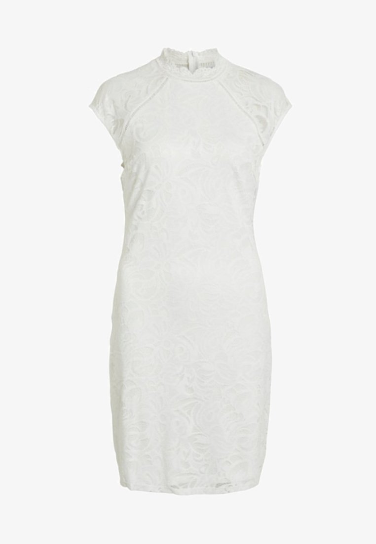 Vila Mit Kurzen Armeln Spitzen Etuikleid White Offwhite Zalando De