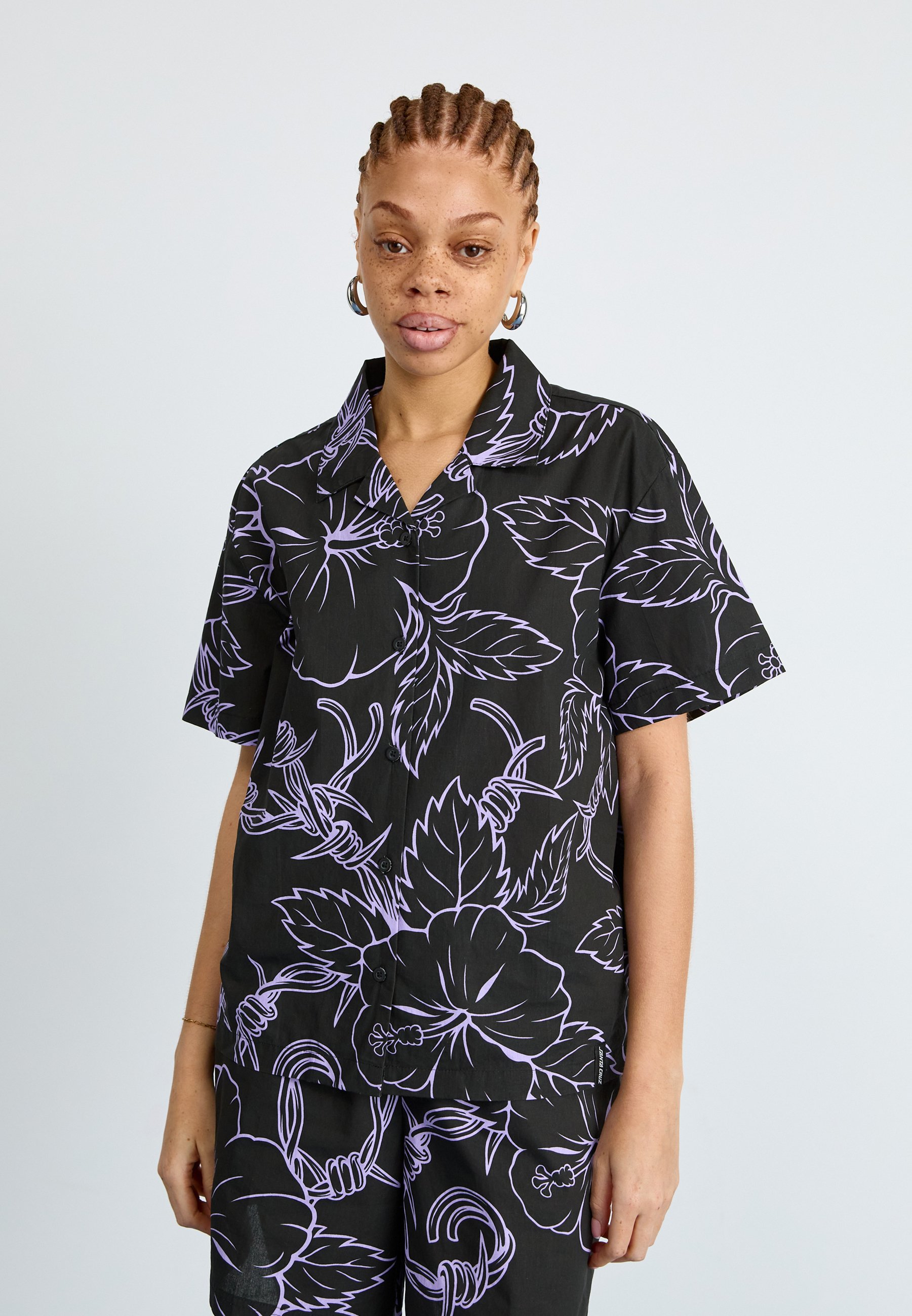 売れ筋商品|||サンタクルーズ シャツ レディース トップス MONO CABANA  - Button-down blouse - black/lavender Santa Cruz MONO CABANA - Button-down blouse - black/lavender