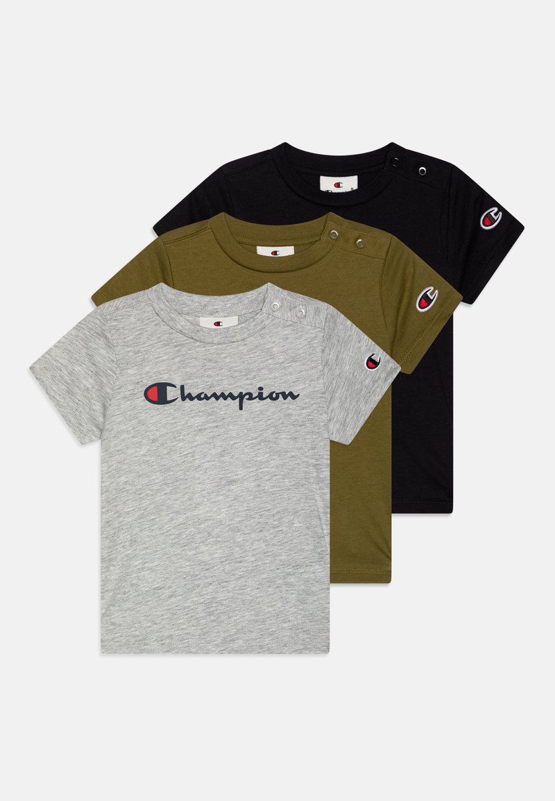 Champion ICONS TODDLER UNISEX 3 PACK - T-shirt estampada - grey/khaki/black