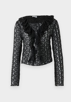 Noisy May NMFRANCIE V NECK RUFFLE - Long sleeved top - black