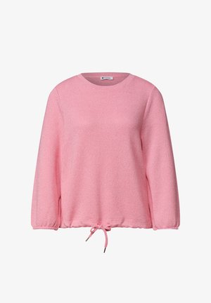 Street One, 3/4-SLEEVE SHIRT WITH A ROUND NECKLINE IN A KNIT-LOOK FABRIC, jasnoróżowy