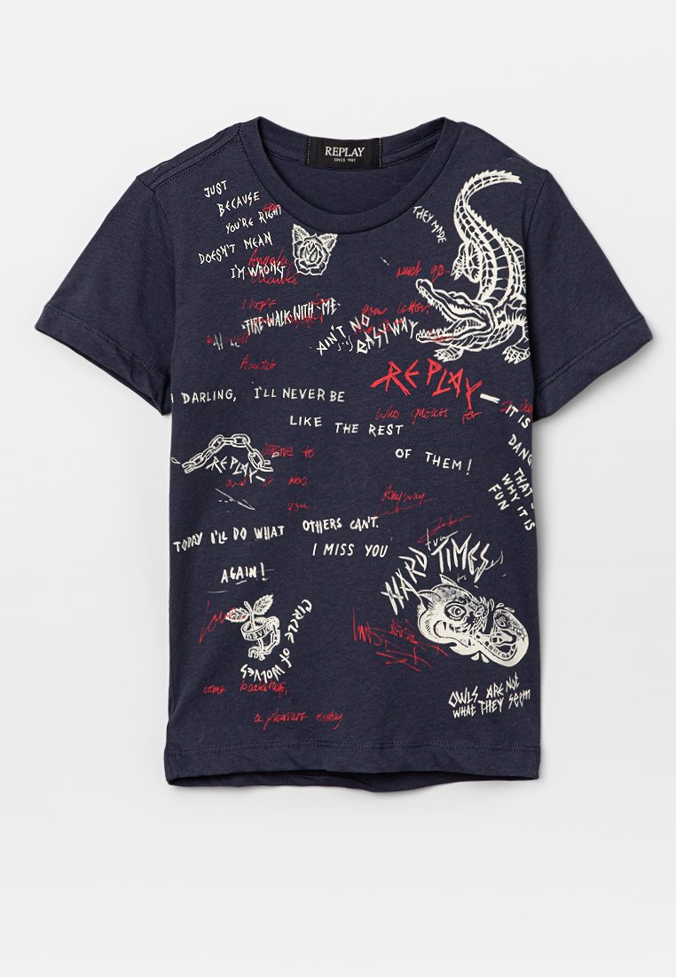 Replay T-shirt print donkerblauw Replay T-shirt print donkerblauw