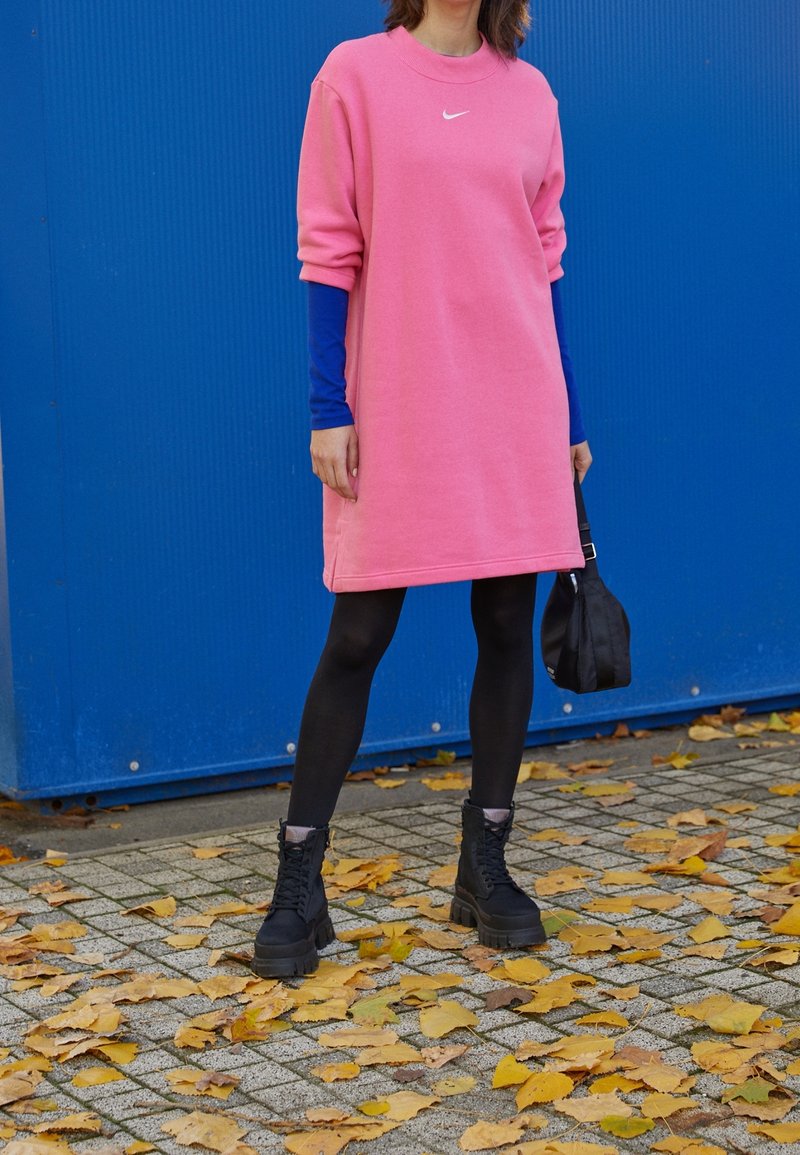 nike long sleeve sweatshirt dress Nike Sportswear Women's Oversized Long-Sleeve Pleated Mini Dress