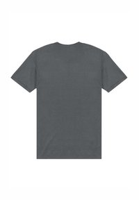 Graues Baumwoll-T-Shirt mit kurzen Ärmeln, einem runden Halsausschnitt und einer glatten Textur. Keine Muster oder grafischen Details sichtbar.