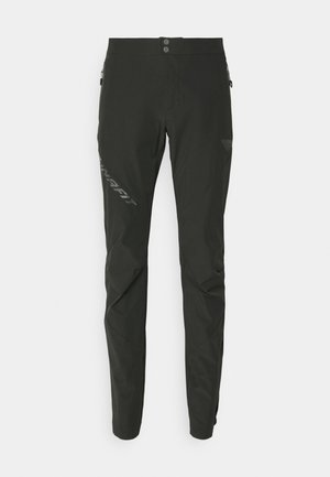 Černé venkovní kalhoty vyrobené z lehkého, hladkého materiálu. Obsahují kapsy na zip a minimalistické logo po boku.