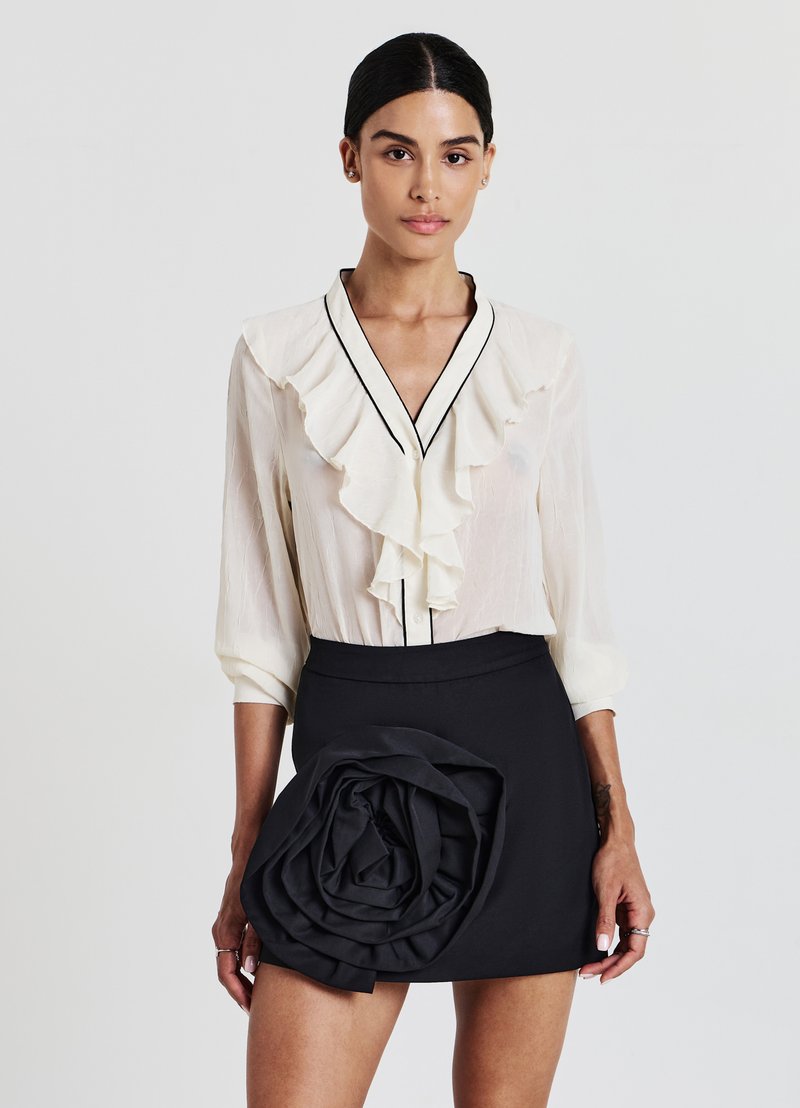 Calliope ROUCHES PROFILI CONTRASTO - Camicia - bianco panna