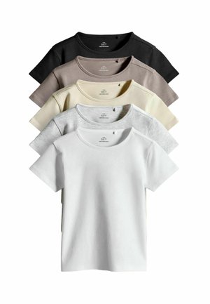 REGULAR FIT-5 PACK SHORT SLEEVE CREW NECK - Lihtne T-särk - black grey