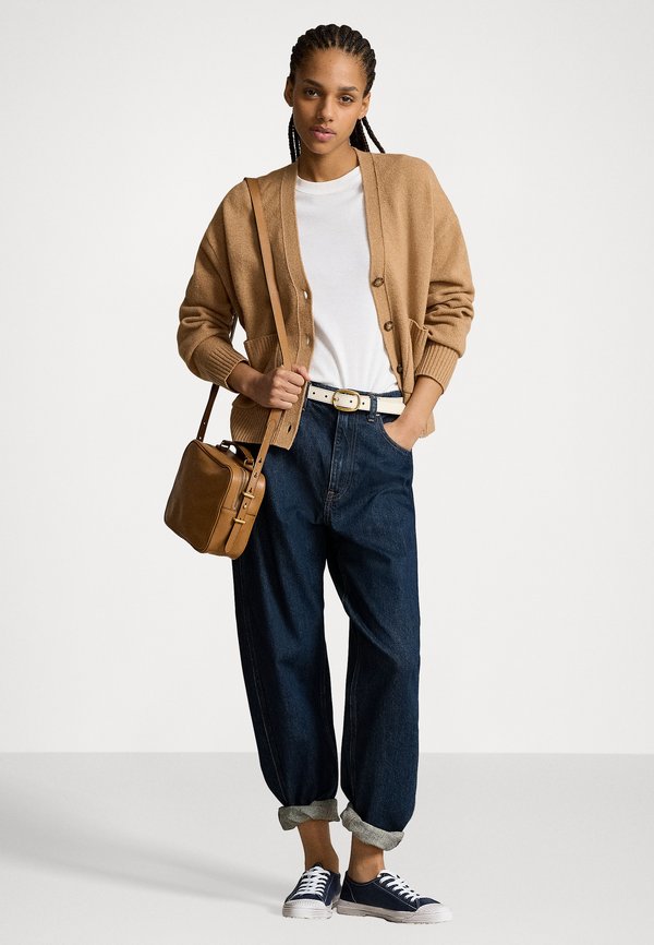 WOOL BLEND V NECK CARDIGAN - Cardigan - collection camel melange3