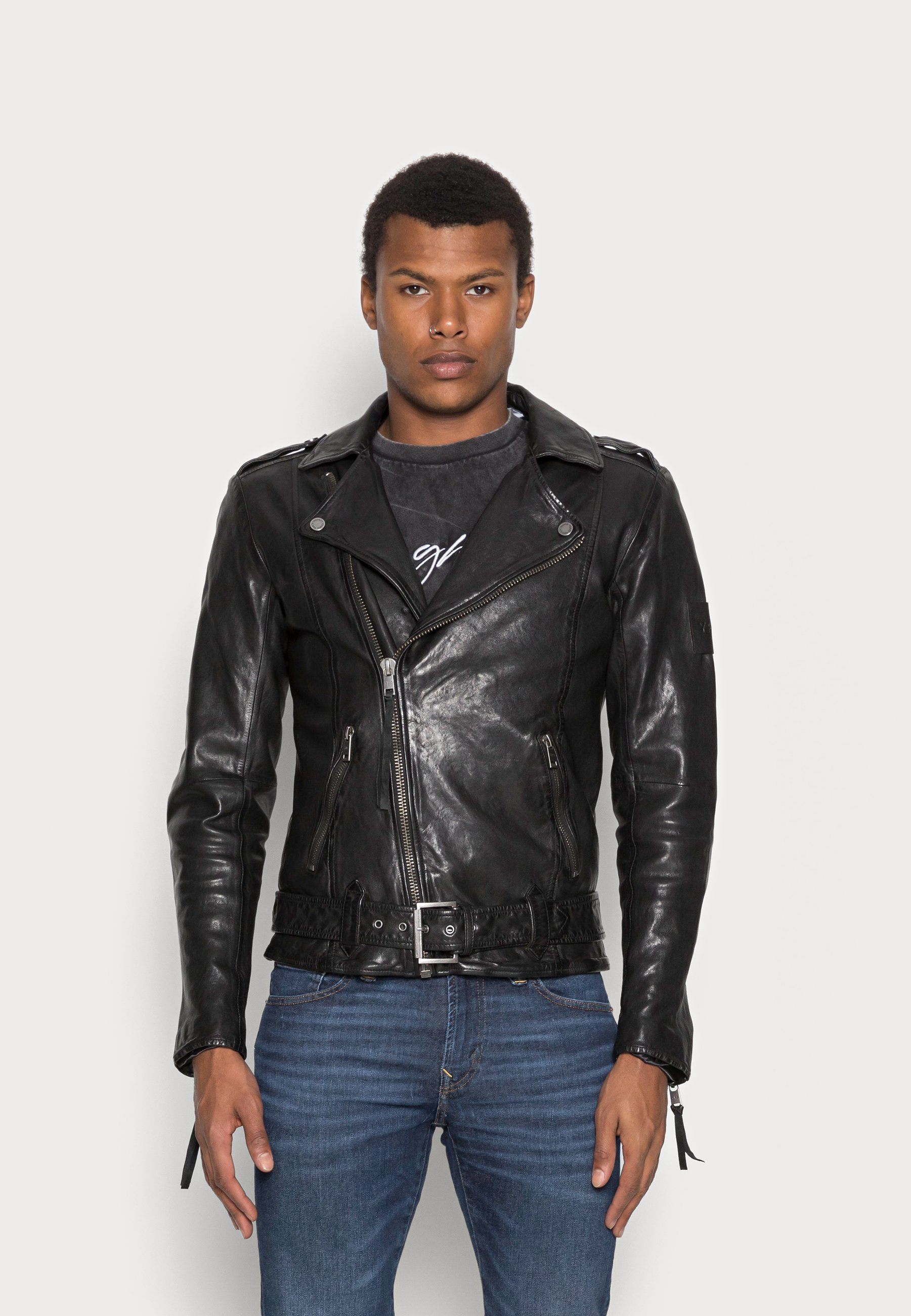 Jack \u0026 Jones Leather jacket - black 
