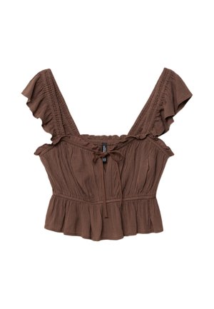 Stradivarius FLOWING WITH RUFFLES - Bluse - dark brown
