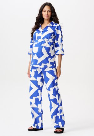 Stoffhose - graphic blue print