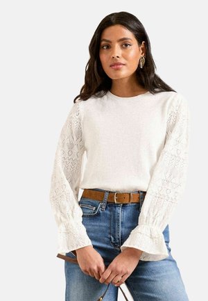 REGULAR FIT - POINTELLE FLUTE CUFF - Jumper - ivory