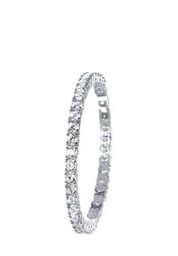 Zilveren armband met een doorlopende rij ronde, heldere edelstenen in een flexibele band, met een gepolijste afwerking en een veilige sluiting.