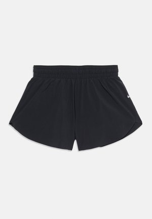 Sorte atletikshorts med elastisk talje og buet kant, med en lille hvid Nike-logo på siden.