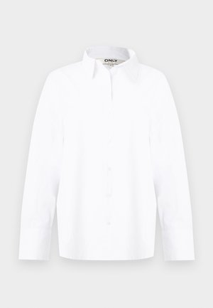 Λευκό πουκάμισο με μακριά μανίκια, κουμπιά μπροστά, μύτες στον γιακά, στενά μανικέτια και ετικέτα της μάρκας «ONLY» στον γιακά, μέγεθος μεσαίο.