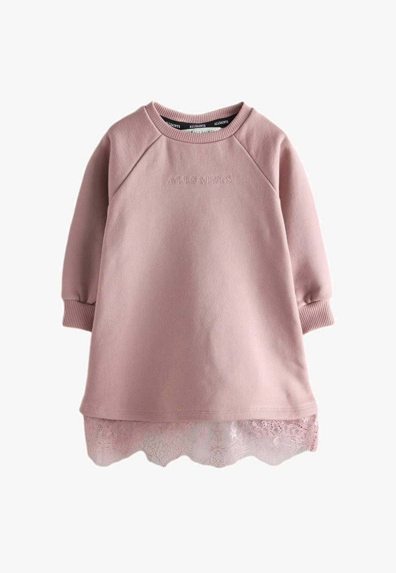 Hele roosa dressipluus, millel on soonikust krae ja varrukaotsad. Alas on pitsilise äärisega kaunistus. Ees on "ALLSAINTS" reljeefne kiri.
